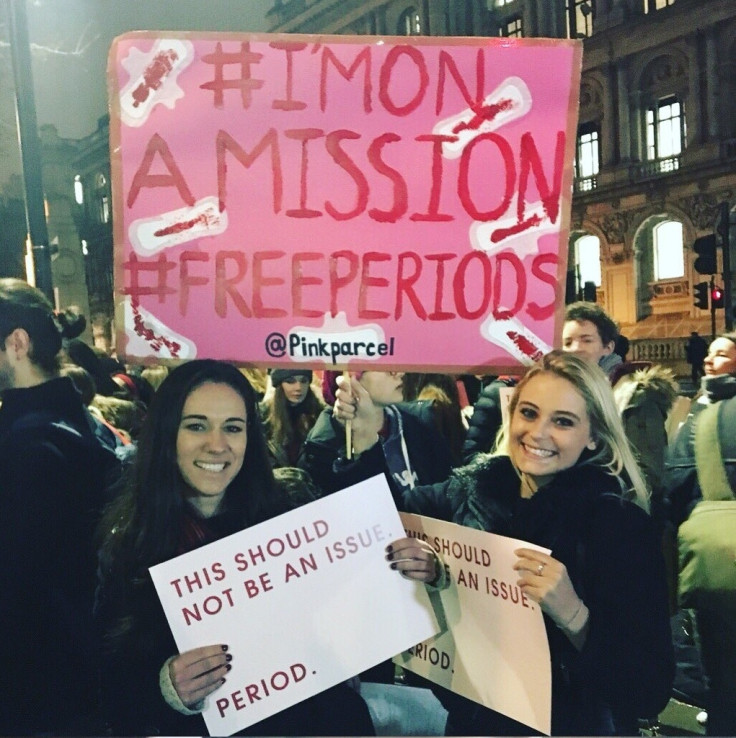 Protesters at the #FreePeriods demonstration