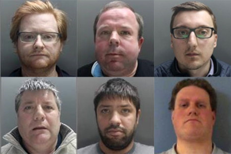 Paedophile ring: (Clockwise from top right) Michael Emerton, Robert Lindsay, Thomas Perry, Simon Wintle Matthew Webby and Paul Stevens