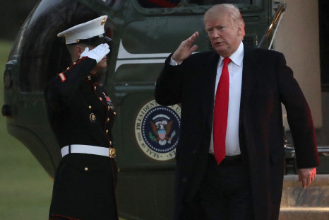 President Donald Trump returns to the White House on December 21, 2017 in Washington, DC. Trump travelled to Walter Reed Medical Center to visit with wounded U.S. military personnel