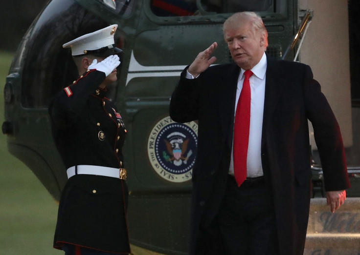 President Donald Trump returns to the White House on December 21, 2017 in Washington, DC. Trump travelled to Walter Reed Medical Center to visit with wounded U.S. military personnel