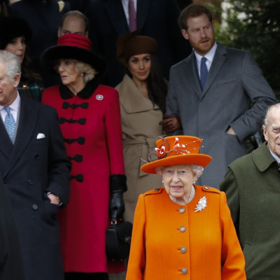 Prince Charles, Prince of Wales, Britain's Camilla, Duchess of Cornwall US actress and fiancee of Britain's Prince Harry Meghan Markle Britain's Queen Elizabeth II Britain's Prince Harry and Britain's Prince Philip, Duke of Edinburgh