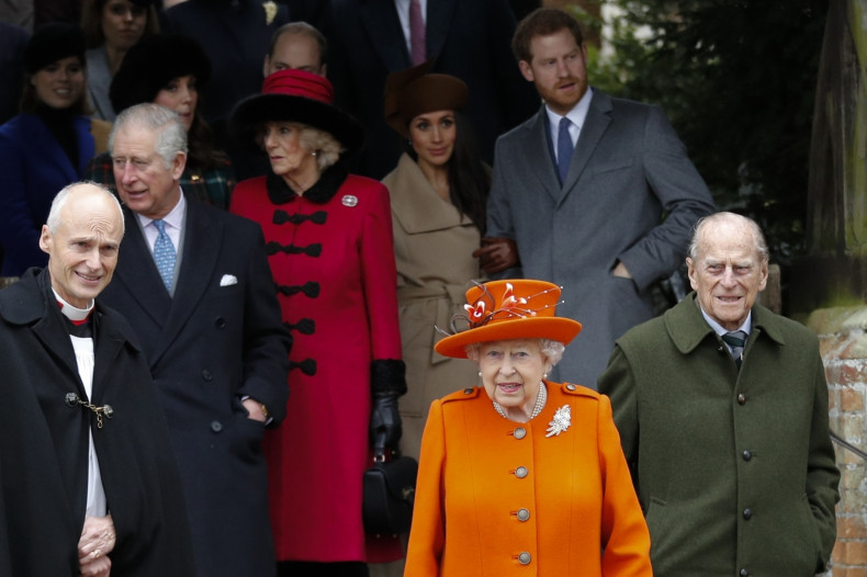 Prince Charles, Prince of Wales, Britain's Camilla, Duchess of Cornwall US actress and fiancee of Britain's Prince Harry Meghan Markle Britain's Queen Elizabeth II Britain's Prince Harry and Britain's Prince Philip, Duke of Edinburgh