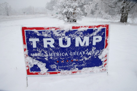 Trump sign in the snow