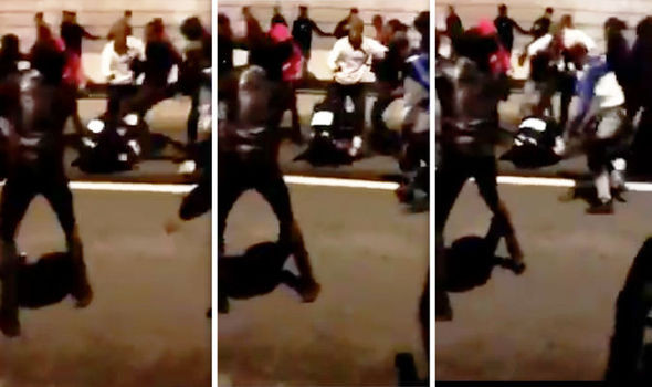A female police officer was stamped on and beaten by a violent Paris gang A female police officer was stamped on and beaten by a violent Paris gang