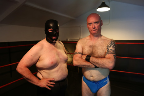 Fetish wrestlers in their fighting gear