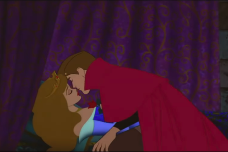 Prince kisses Sleeping Beauty