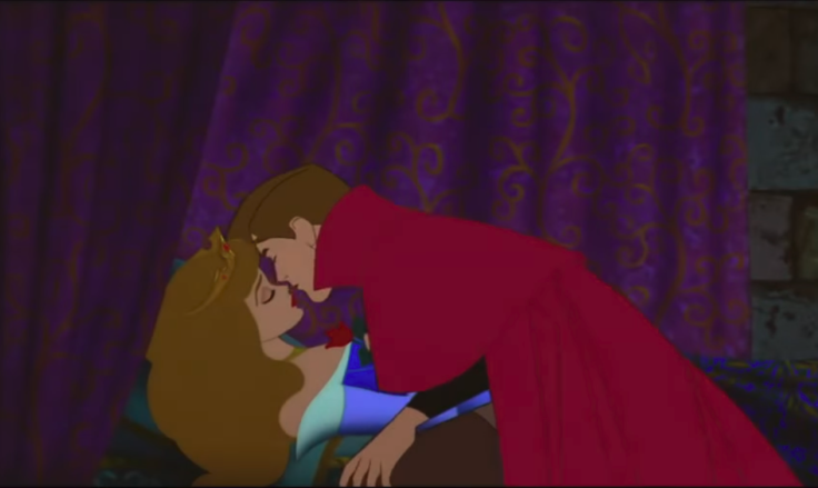 Prince kisses Sleeping Beauty