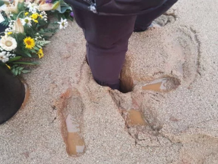 Mother trapped in son's grave 