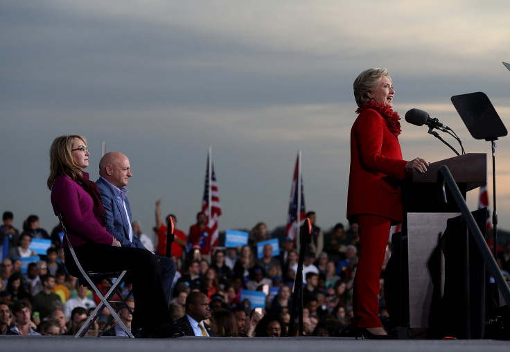 Gabrielle Giffords and husband with Hillary Clinton