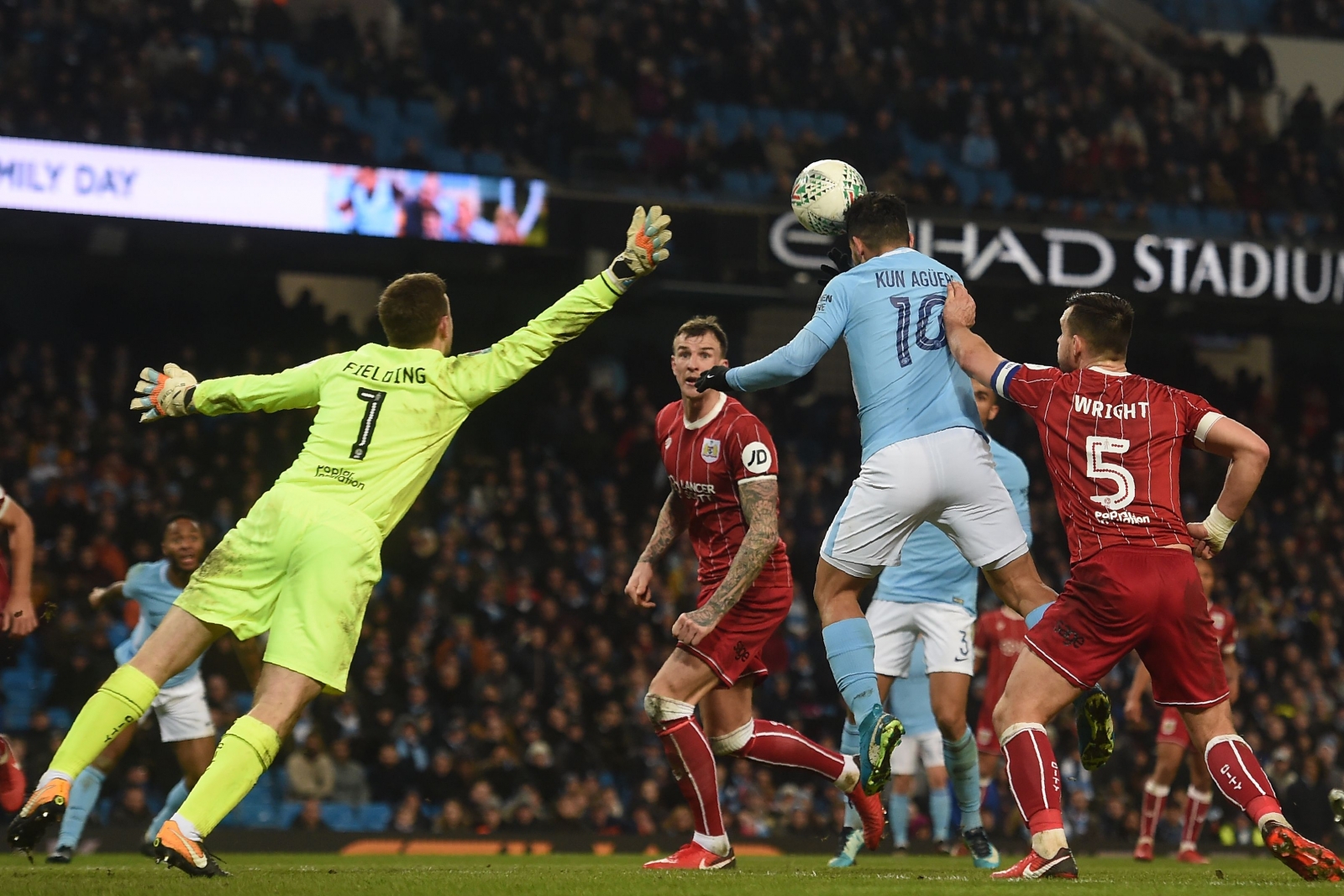 Sergio Aguero Heads Late Winner As Manchester City Deny Brave Bristol ...