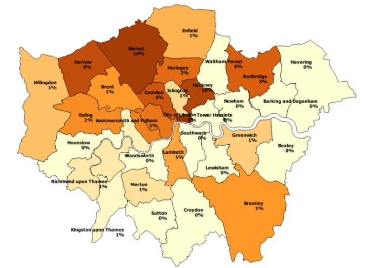 london map religion jewish