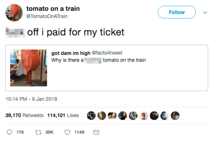 tomato on a train