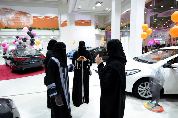 Saudi women tour a car showroom for women in the Red Sea port city of Jeddah