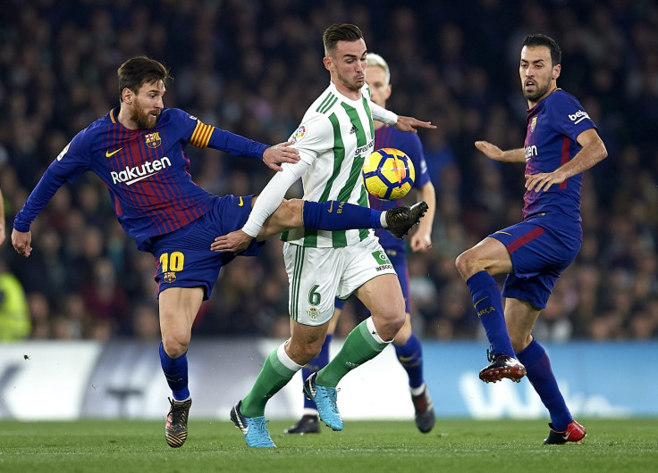 Lionel Messi, Fabian Ruiz and Sergio Busquets