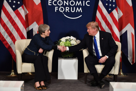 Theresa May and Donald Trump Davos 2018