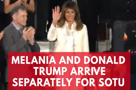 President Donald Trump And First Lady Melania Trump Arrive Separately For State Of The Union Speech