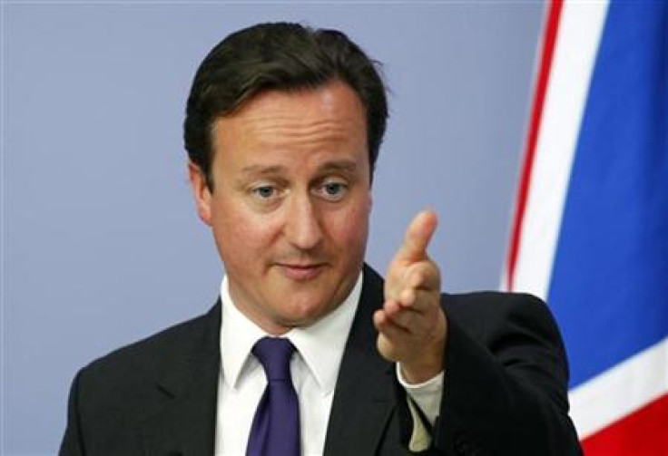 Prime Minister David Cameron gestures as he addresses the media in Ankara