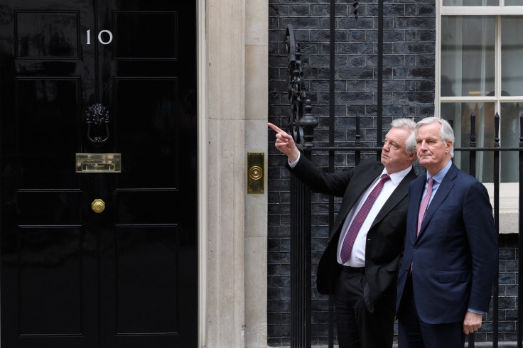 David Davis and Michel Barnier Downing Street