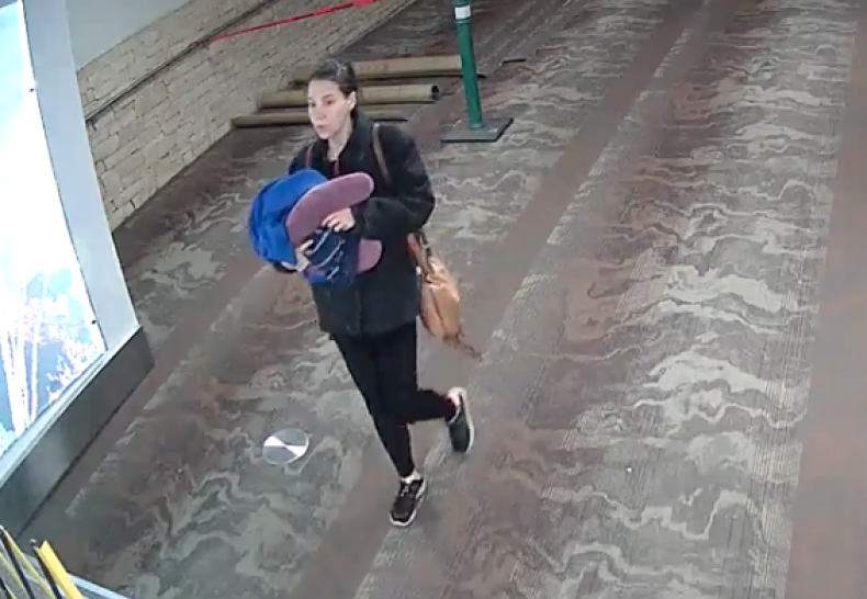 CCTV footage of the woman who authorities believe gave birth to her baby at Tuscon International Airport before abandoning it there 