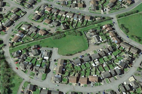 An aerial view of Pinel Close, Broughton Astley, where the land in the middle of the photograph is subject to development