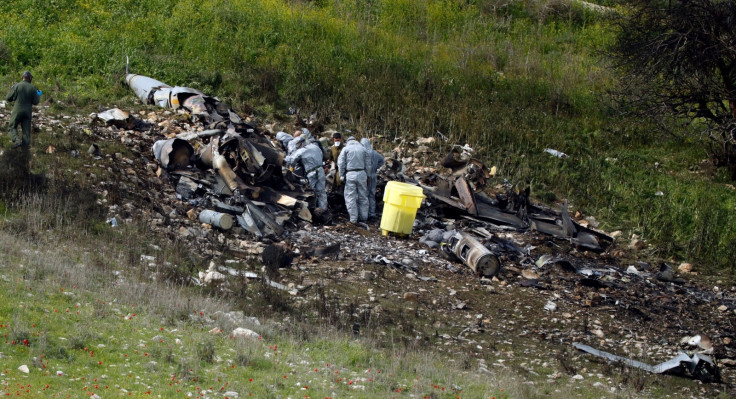 Crashed Israeli F-16 warplane in northern Israel