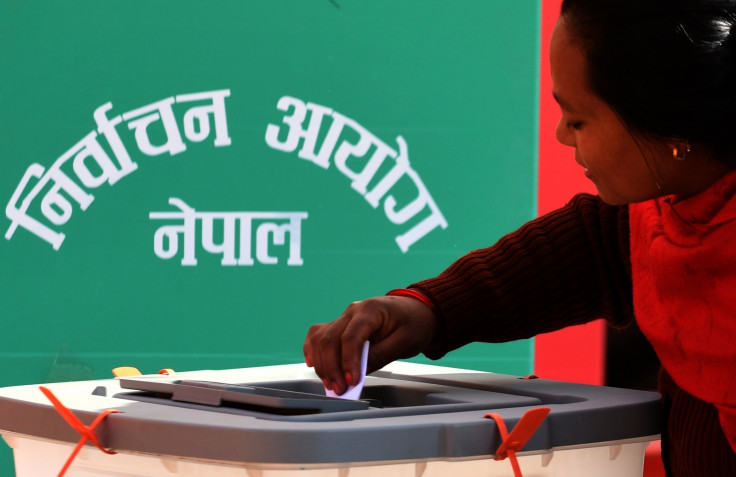 Woman votes in Nepal elections 2017
