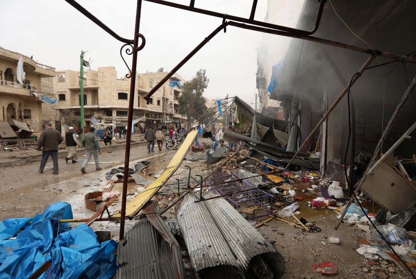 Idlib hospitals markets bombed air strikes