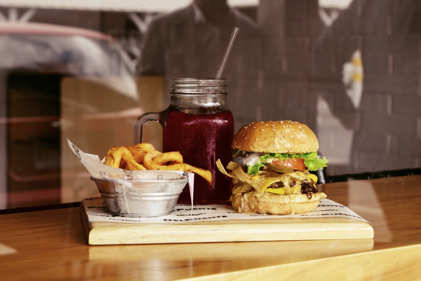 Burger and fries Burger and fries