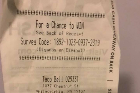 Racist Taco Bell receipt