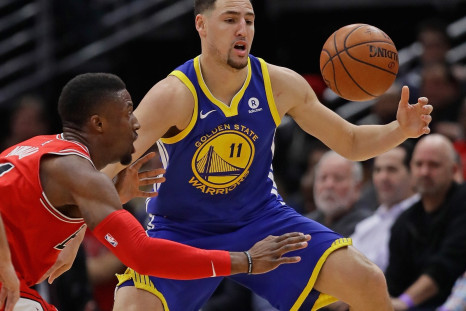 Golden State Warriors All-Star shooting guard Klay Thompson (in blue and yellow strip) revealed that the National Basketball Association champions plan to tour an African-American museum instead of making the traditional visit to the White House