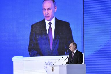 Russian president Vladimir Putin delivers his annual State of the Nation address before both houses of parliament