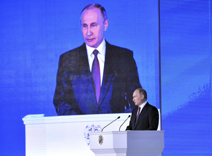 Russian president Vladimir Putin delivers his annual State of the Nation address before both houses of parliament