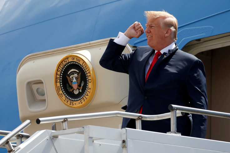 U.S. President Donald Trump pumps his fist