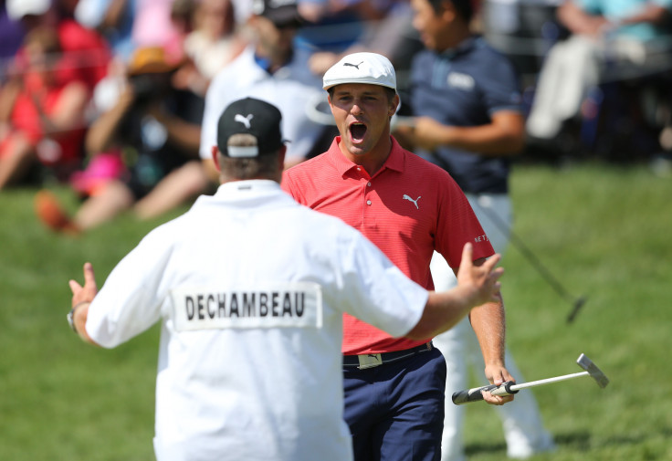 Bryson DeChambeau celebrates