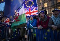 Anti-Brexit protesters outside the Houses of Parliament Anti-Brexit protesters outside the Houses of Parliament