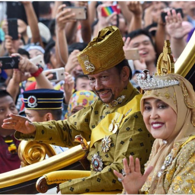 Brunei's Sultan Hassanal Bolkiah and Queen Saleha