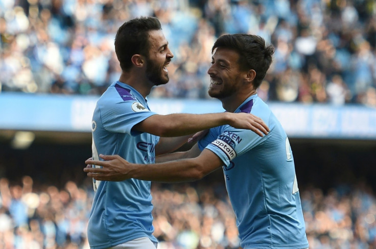 Manchester City's Bernardo Silva and David Silva 