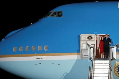 Donald and Melania Trump arrive in London