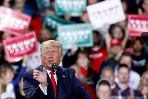 Trump addresses a rally in Michigan
