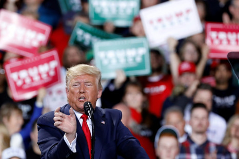 Trump addresses a rally in Michigan