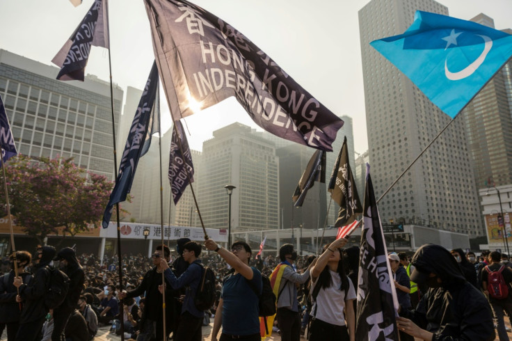 Protesters at a rally for China's Uighurs