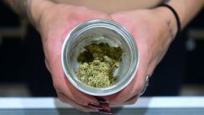 A jar of Insane OG marijuana