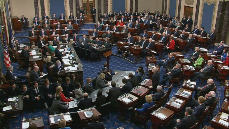 Senators voting during Trump impeachment trial