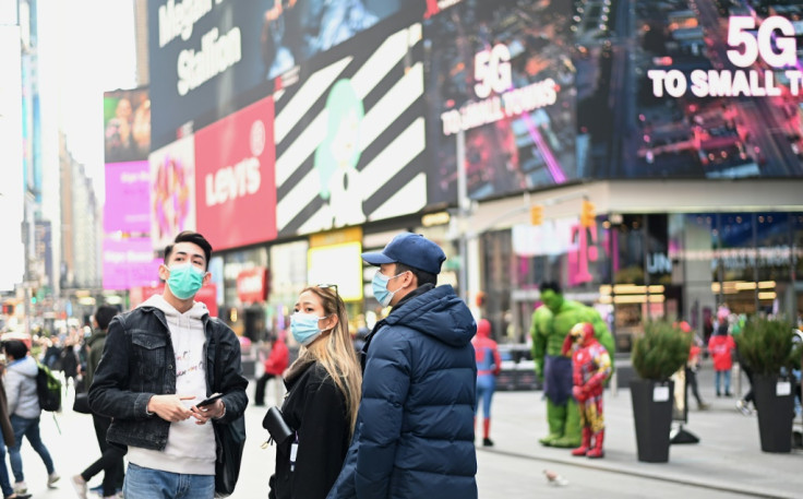 People visit Times Square