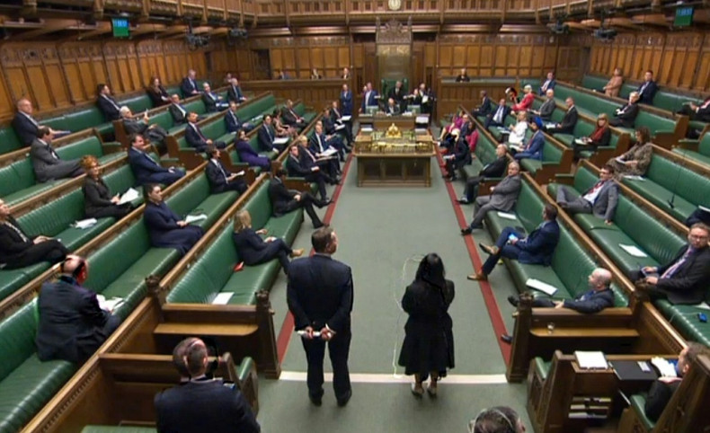 British MPs maintaining social distancing in Parliament