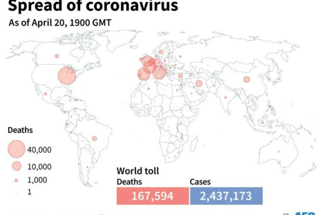 World Map Showing coronavirus Deaths