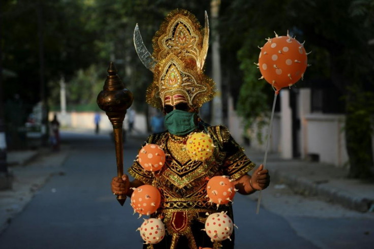 A man dressed as 'Yamraj'