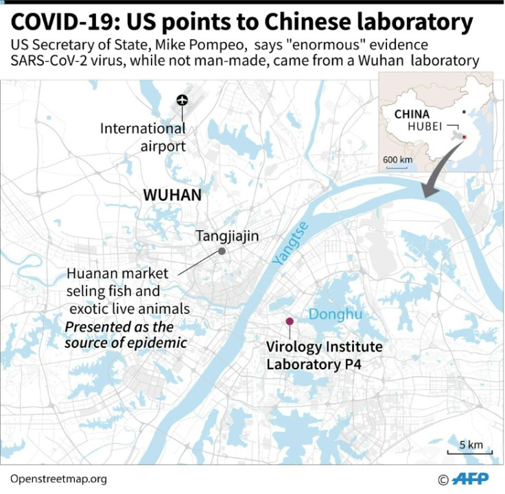 Map of Wuhan locating the virology institue