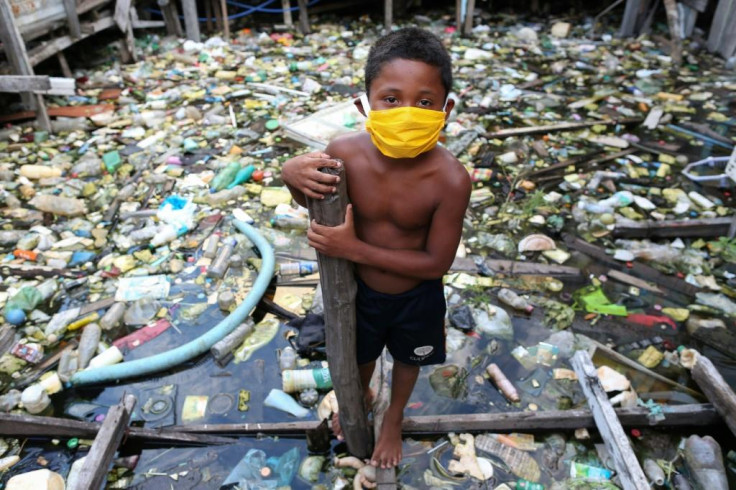 Brazilian boy wearing face mask