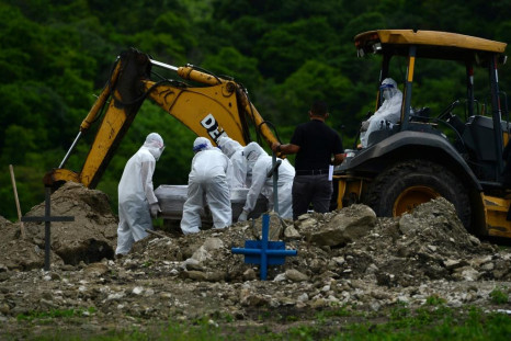 Honduran workers burying COVID-19 victims